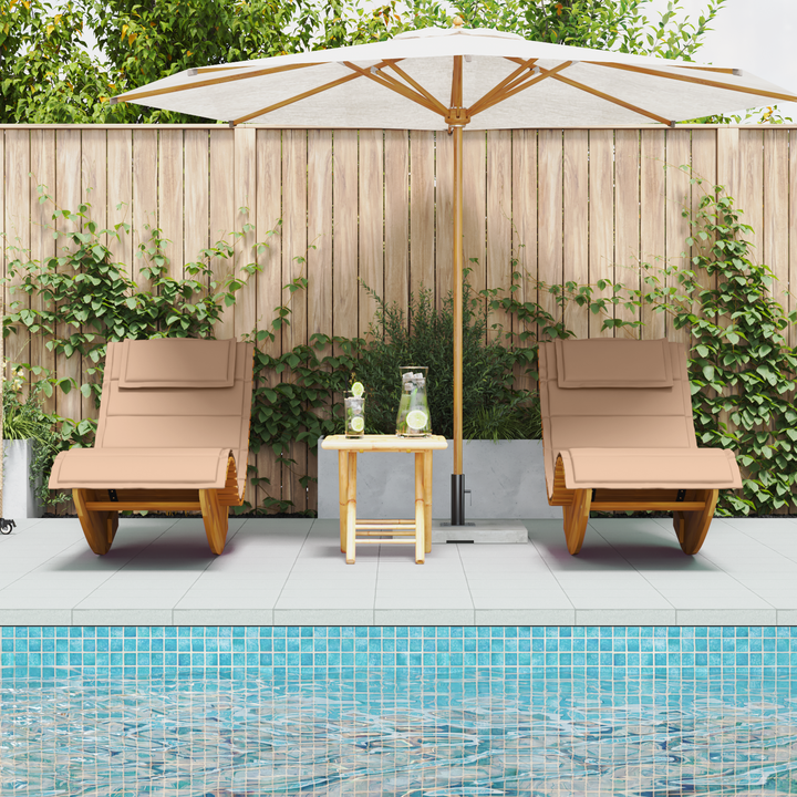 Solstol med pude 2-person 2 pcs Brun Massivt Akacietræ