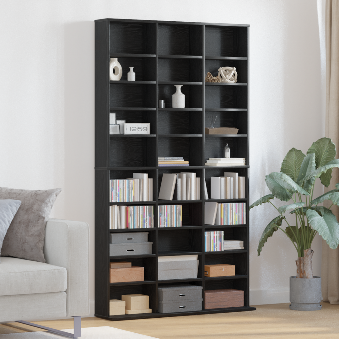 CD Skab med hylde Sort eg 101 x 23 x 177,5 cm Konstrueret træ