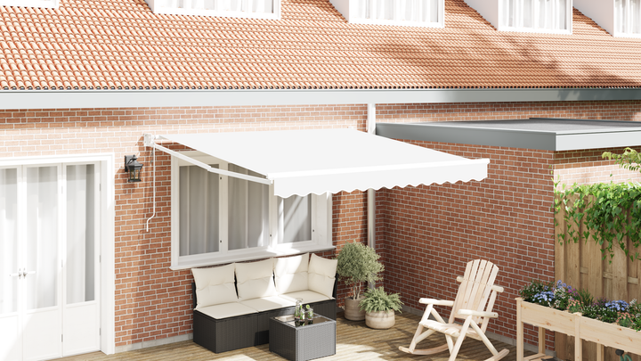 Udtrækkelig markise Hvid 300 x 250 x 165 cm Polyester og metal