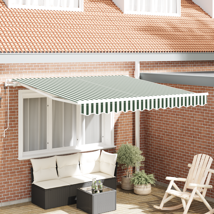 Udtrækkelig markise Grøn og Hvid 300 x 250 cm Stof og aluminium
