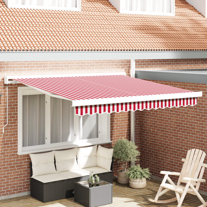 Udtrækkelig markise Rød og Hvid 350 x 250 cm