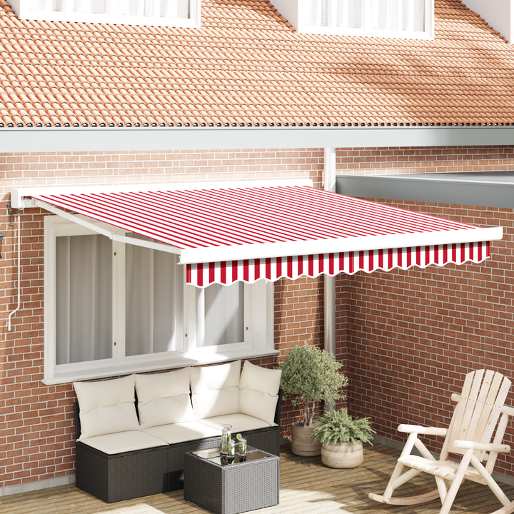 Udtrækkelig markise Rød og Hvid 350 x 250 x 165 cm