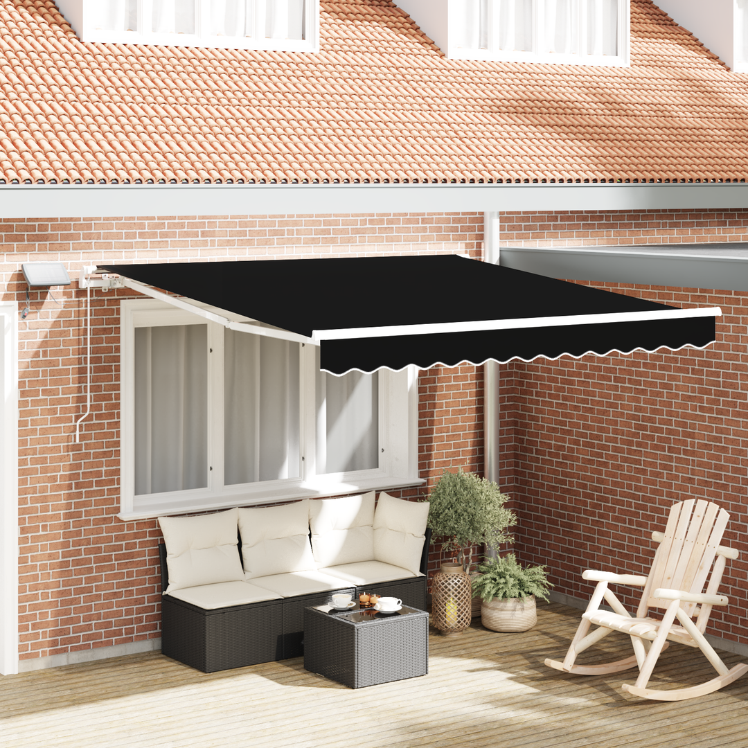 Udtrækkelig markise Sort 350 x 250 cm Stof og aluminium