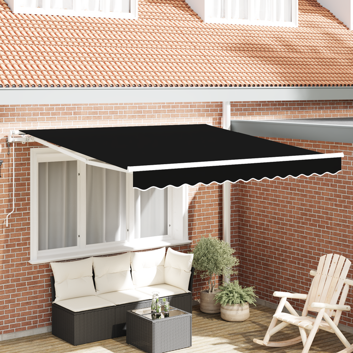 Udtrækkelig markise Sort 350 x 250 cm Stof og aluminium