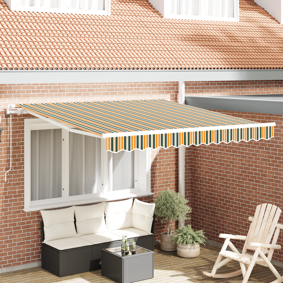 Udtrækkelig markise Grøn og gul 350 x 250 cm Stof og aluminium