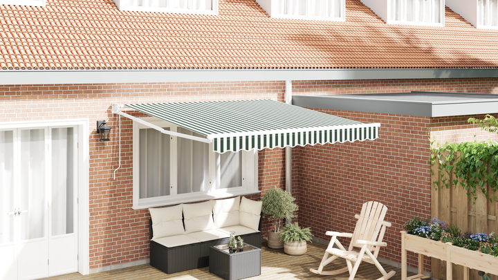 Udtrækkelig markise Grøn og Hvid 350 x 250 cm