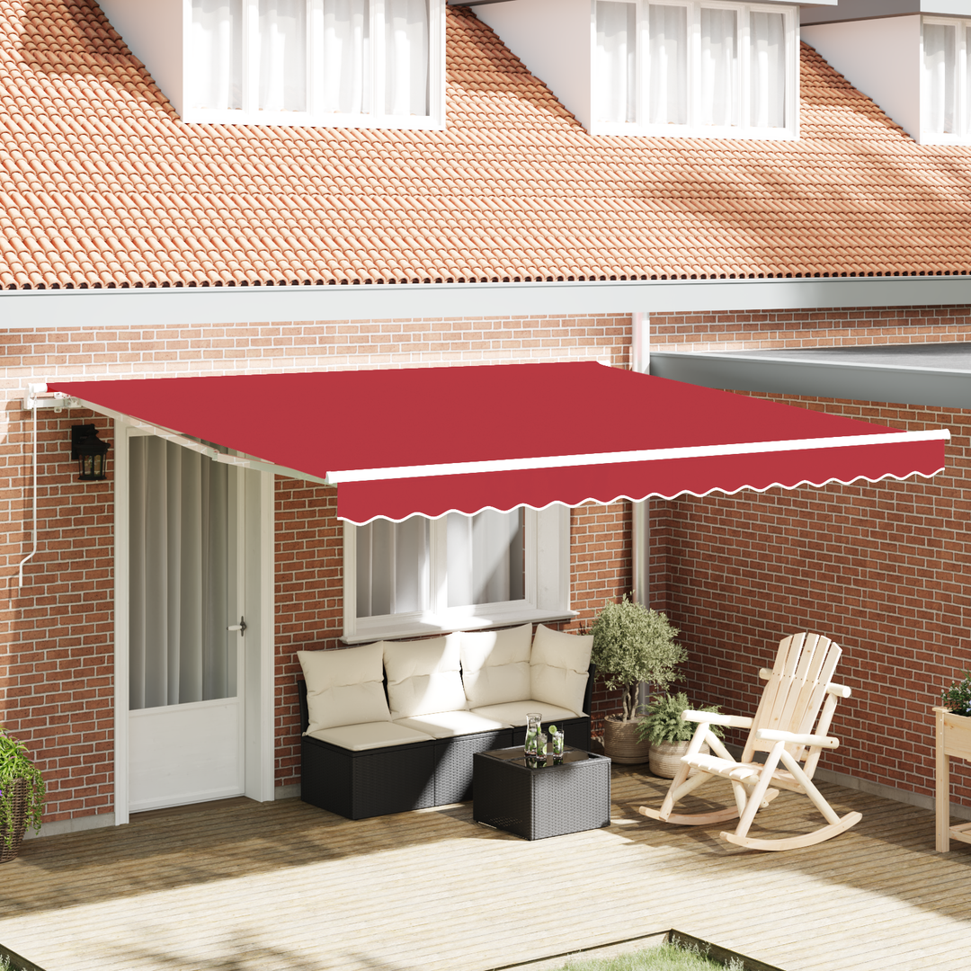Udtrækkelig markise Rød 400 × 300 cm Polyester og Aluminium
