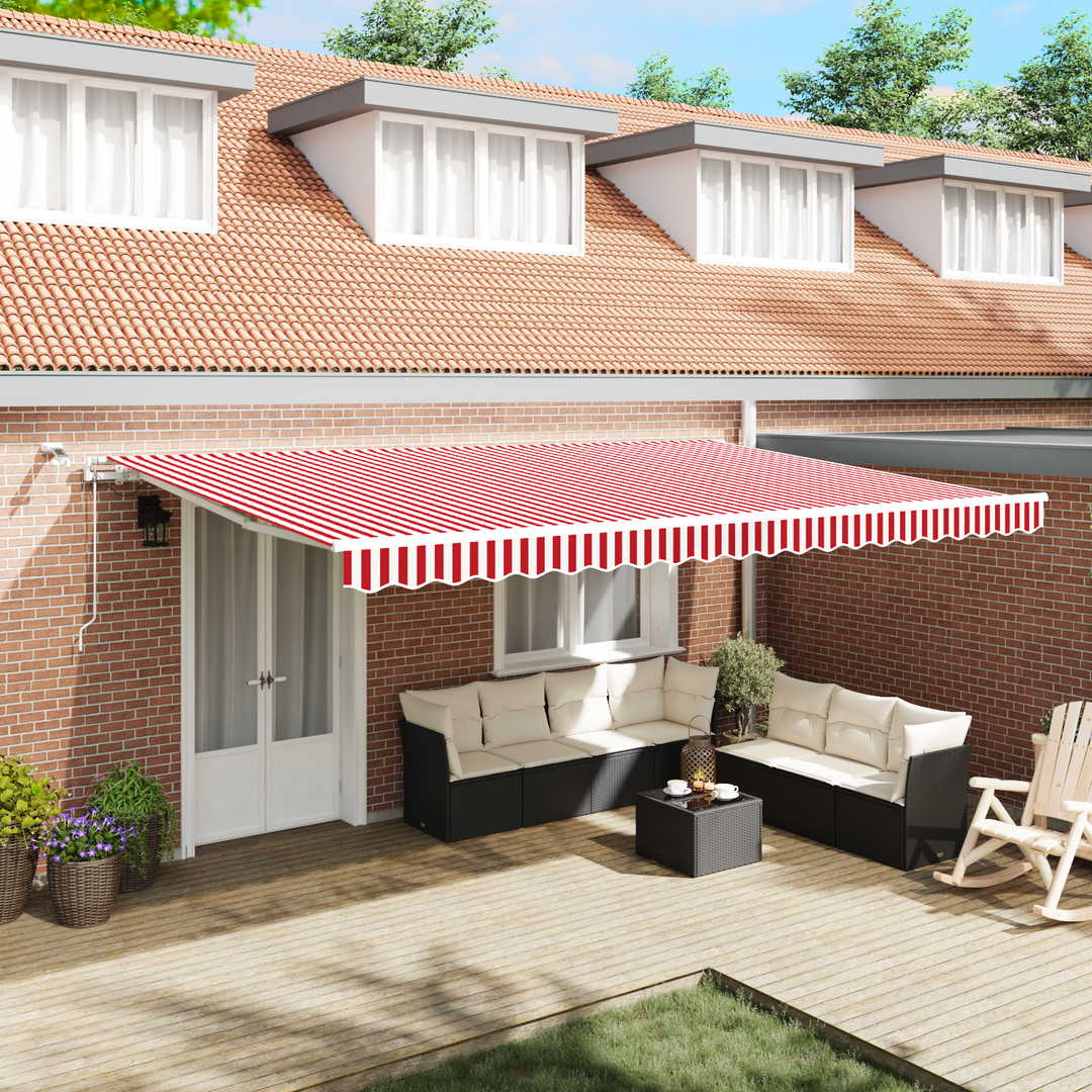 Udtrækkelig markise Rød og Hvid 500 × 300 cm Polyester