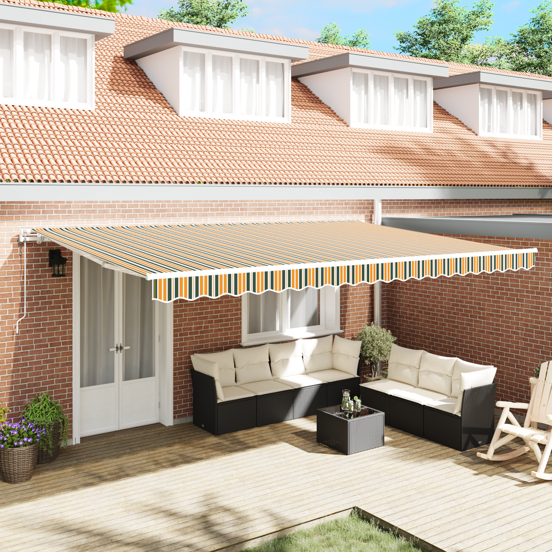 Udtrækkelig markise Grøn og gul 500 × 350 cm Stof og aluminium