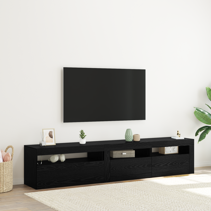 TV-skab 2 pcs Sort eg 195 x 35 x 40 cm Konstrueret træ