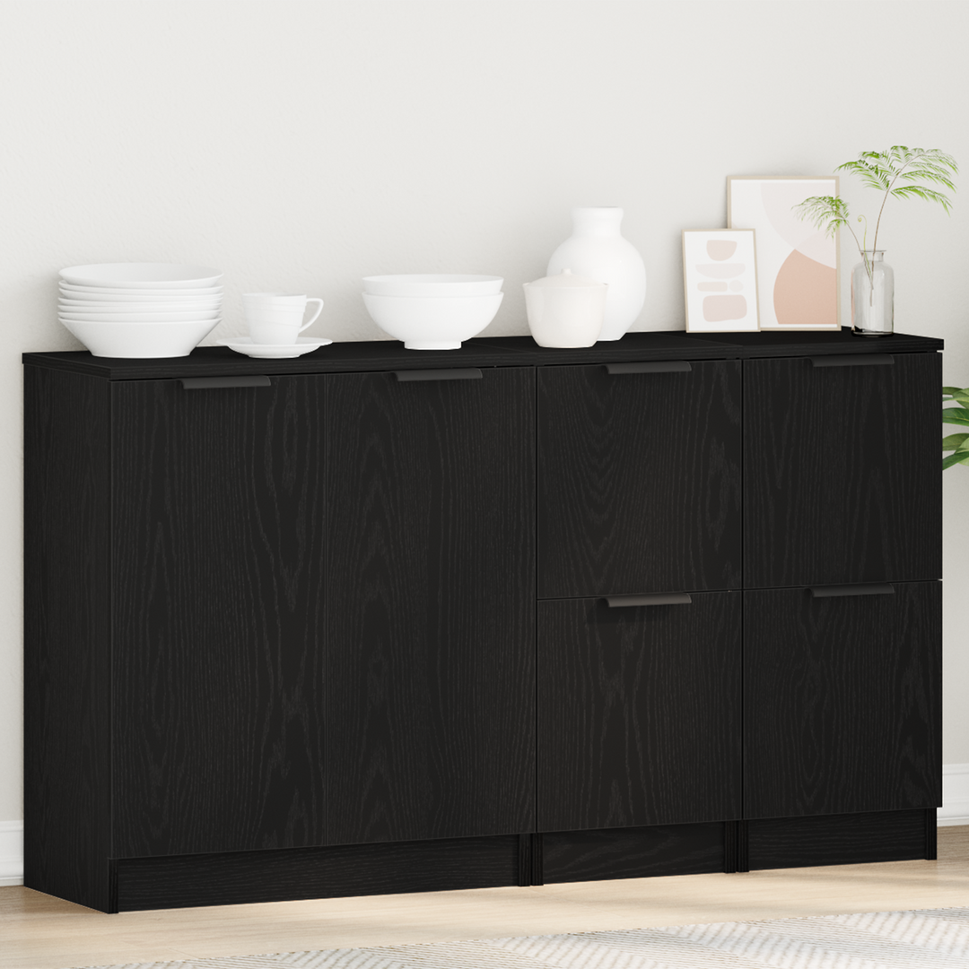 Sideboard 3 pcs Sort eg Konstrueret træ