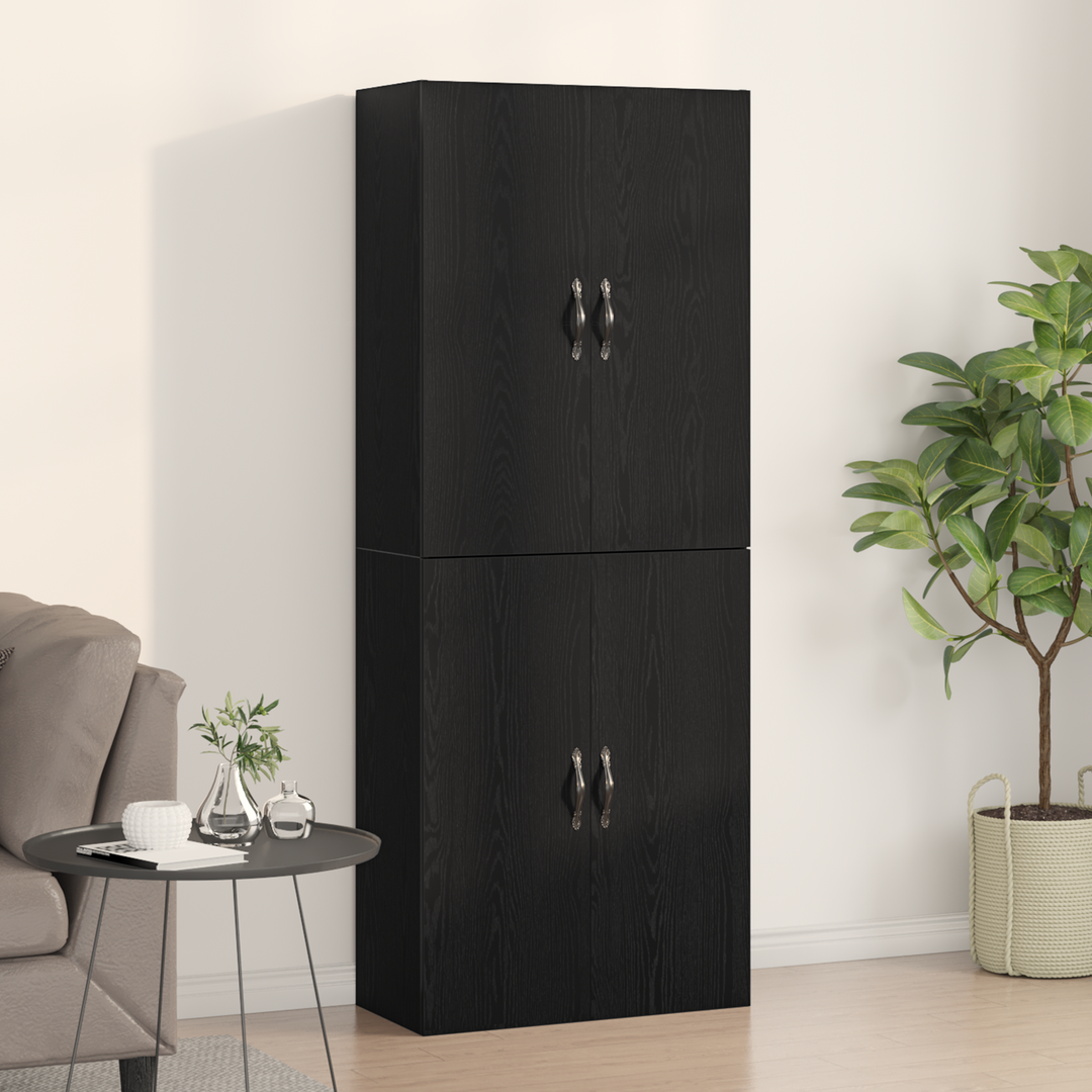 Vægmonteret skab Vægmonteret 2 pcs Sort eg 69,5 x 34 x 90 cm