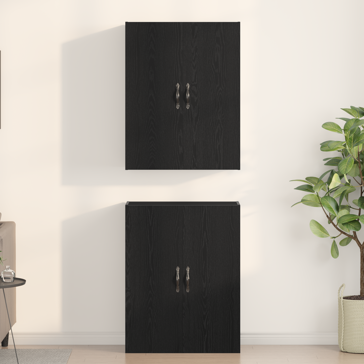 Vægmonteret skab Vægmonteret 2 pcs Sort eg 69,5 x 34 x 90 cm