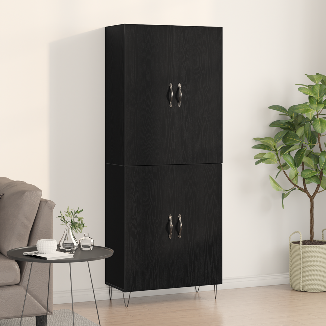 Highboard 2 pcs Sort eg Konstrueret træ og glas