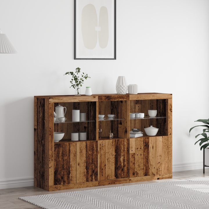 LED Sideboard Gammelt træ 162 x 37 x 100 cm Konstrueret træ