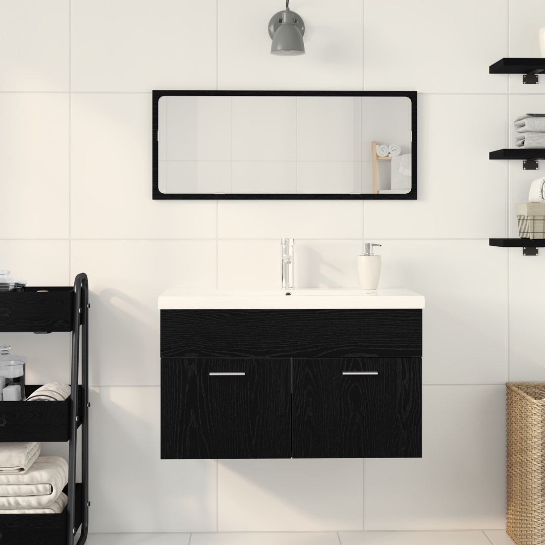 Badeværelsesskab Sort eg 80 x 38,5 x 46 cm Konstrueret træ