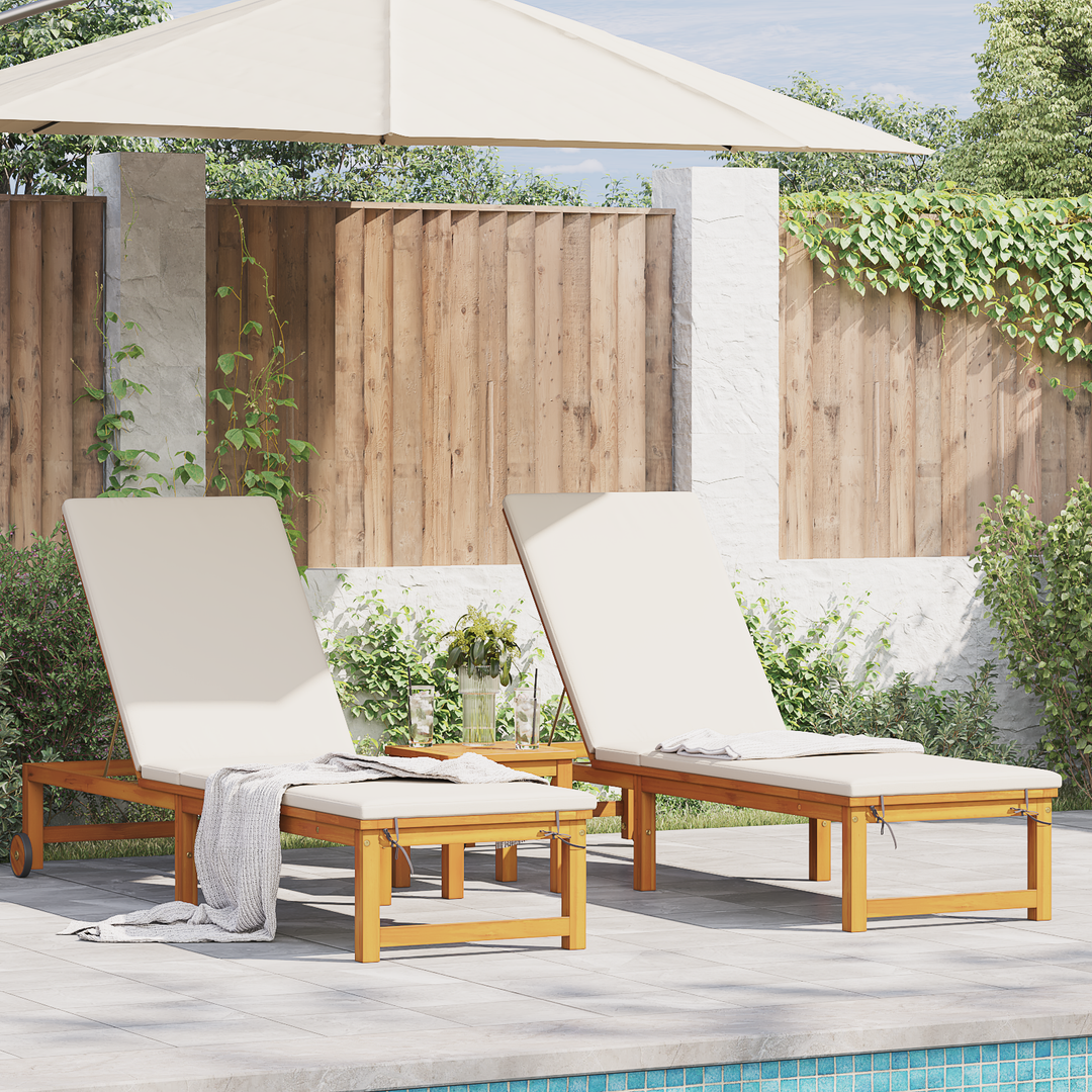 Solstol 2 pcs Brun 202 x 53 x 89 cm Massivt Akacietræ