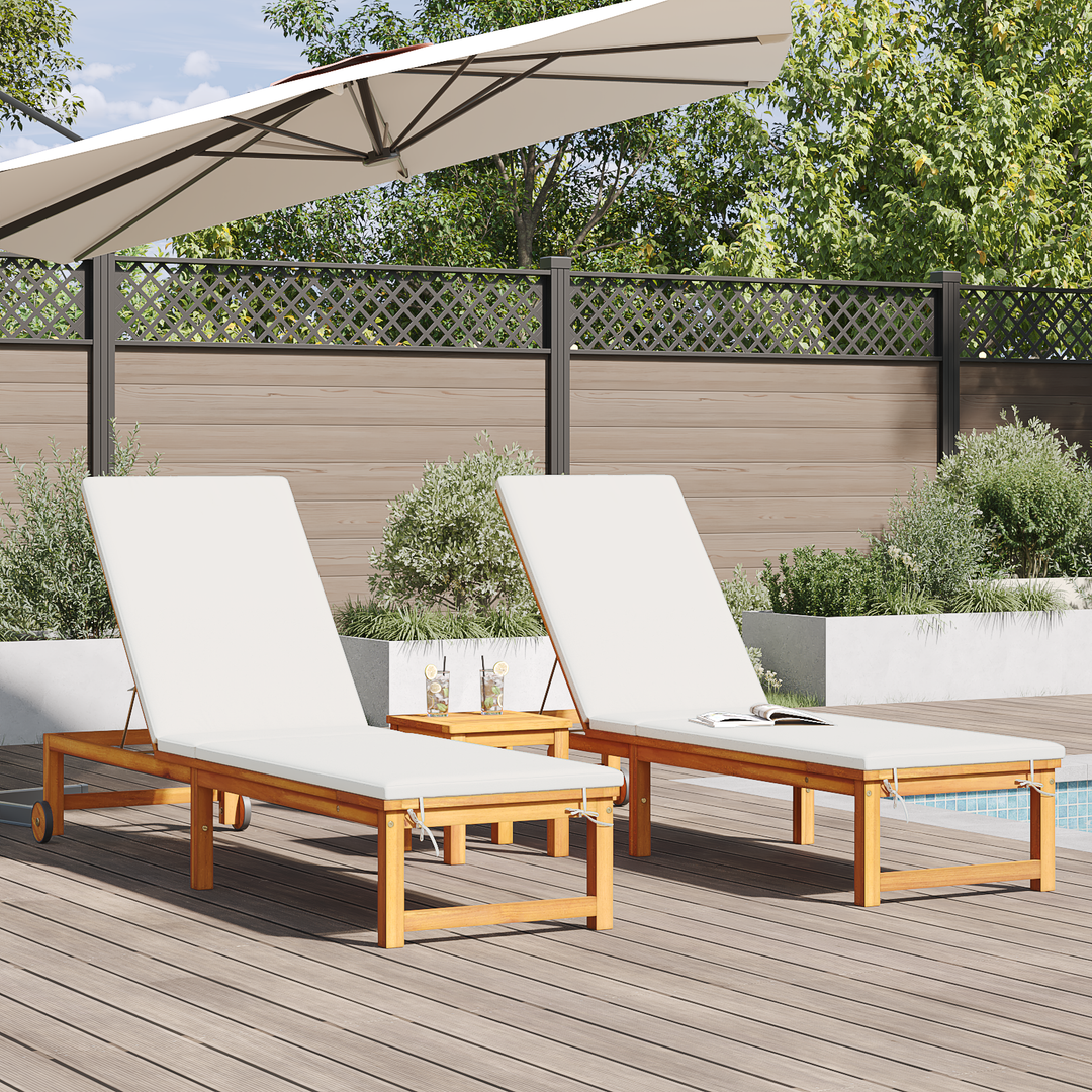 Solstol 2 pcs Brun 202 x 53 x 89 cm Massivt Akacietræ