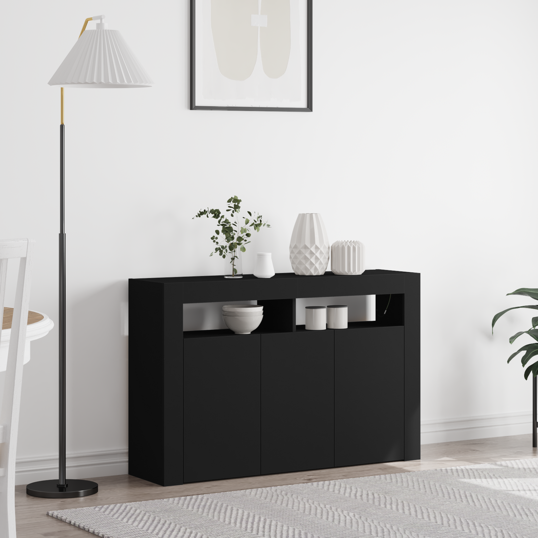 Sideboard Sort 116 x 30 x 75 cm Konstrueret træ