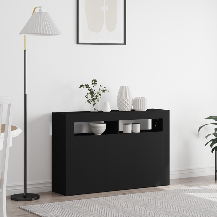Sideboard Sort 116 x 30 x 75 cm Konstrueret træ