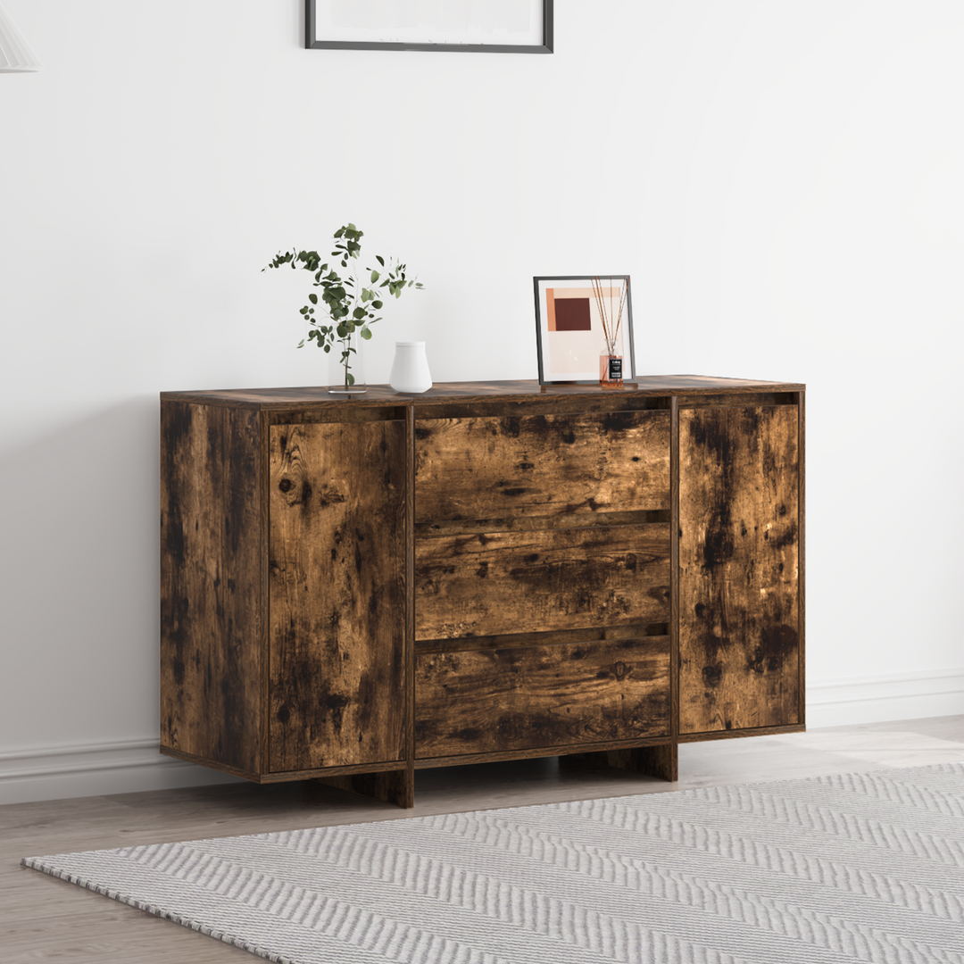 Sideboard med skuffe Røget eg 120 x 41 x 75 cm Konstrueret træ