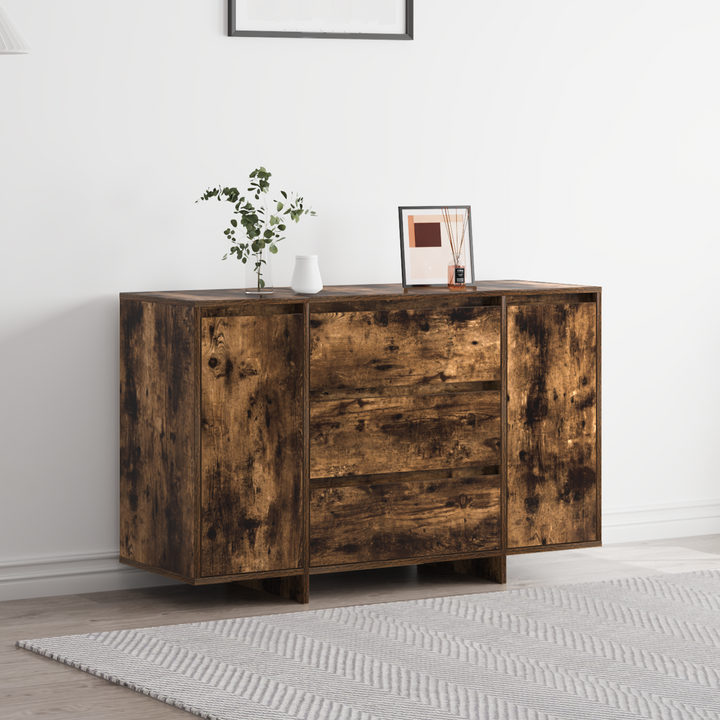 Sideboard med skuffe Røget eg 120 x 41 x 75 cm Konstrueret træ