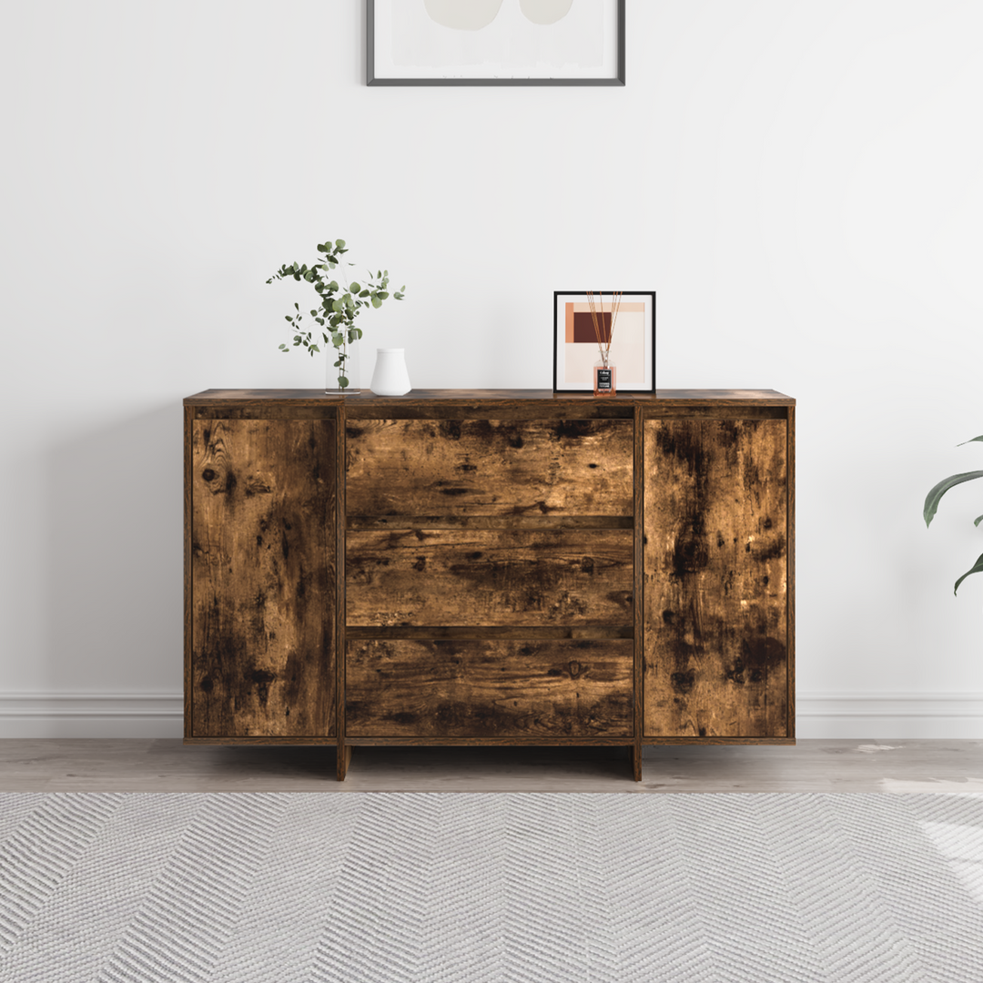 Sideboard med skuffe Røget eg 120 x 41 x 75 cm Konstrueret træ