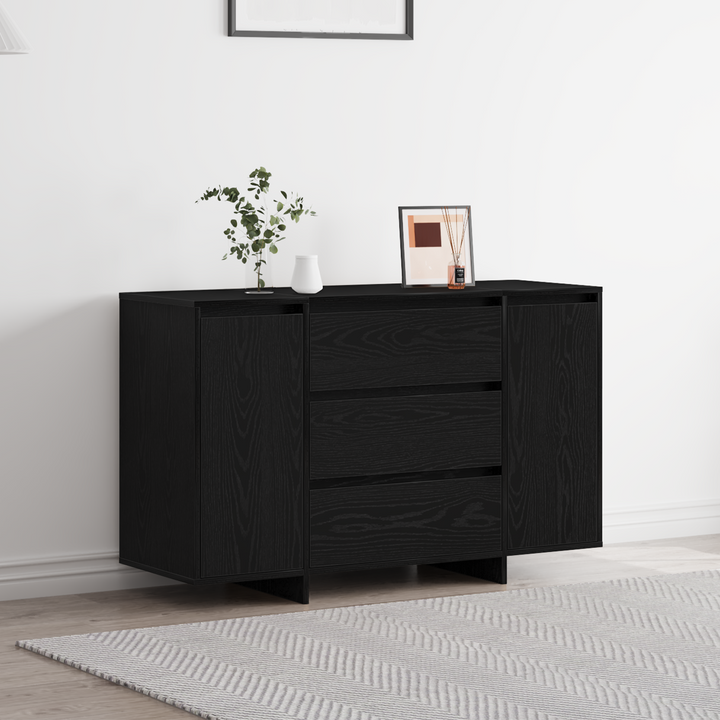 Sideboard med skuffe Sort eg 120 x 41 x 75 cm Konstrueret træ
