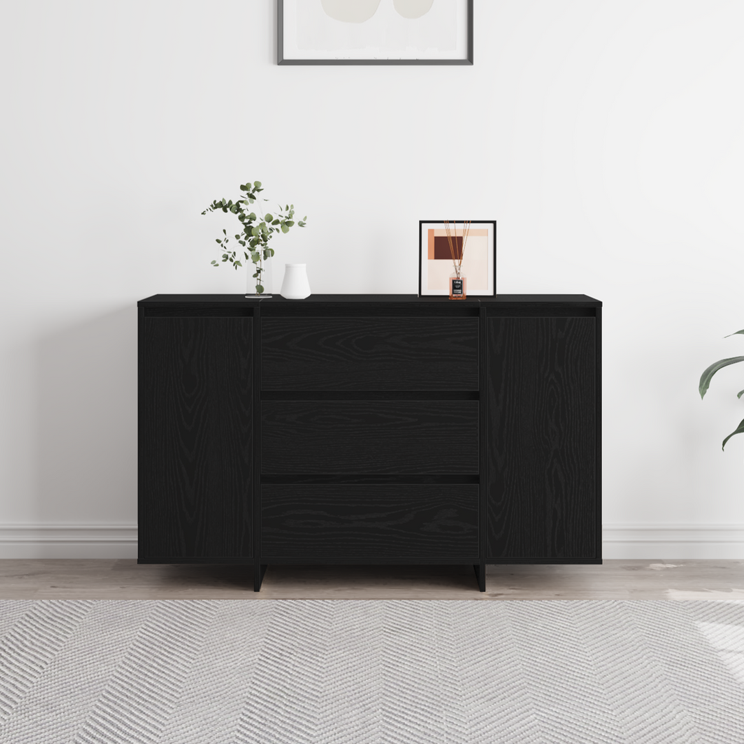 Sideboard med skuffe Sort eg 120 x 41 x 75 cm Konstrueret træ
