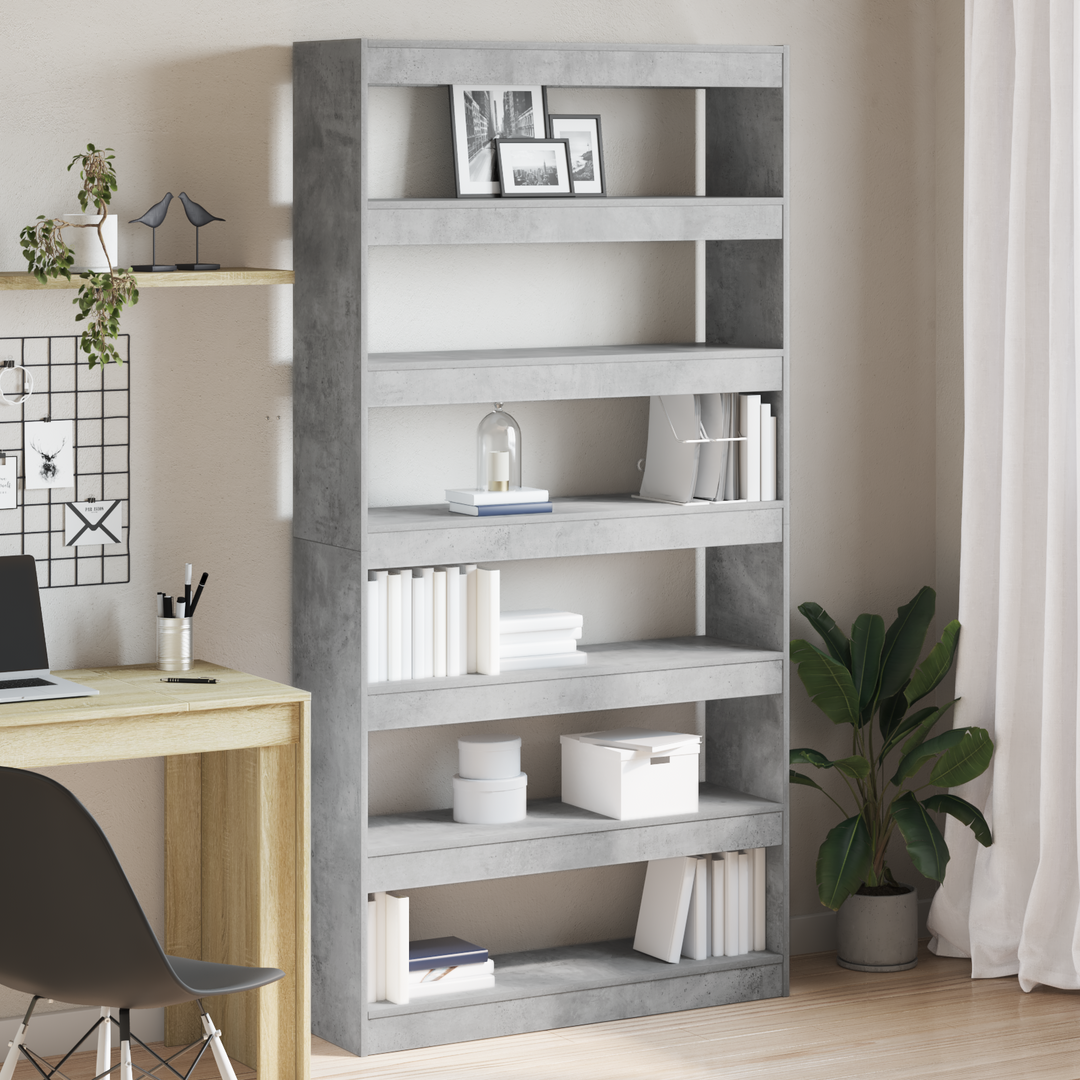 Bogskab Beton Grå 100 x 30 x 198 cm Konstrueret træ