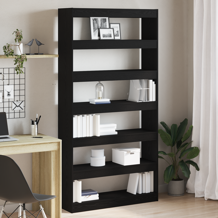 Bogskab Sort Eg 100 x 30 x 198 cm Konstrueret træ