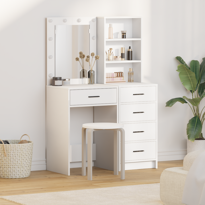 Klædeskab med hylde 2 pcs Hvid 50 x 41 x 135 cm Konstrueret træ