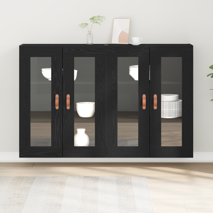 Væggeskabe 2 pcs Sort eg 69,5 x 34 x 90 cm Konstrueret træ
