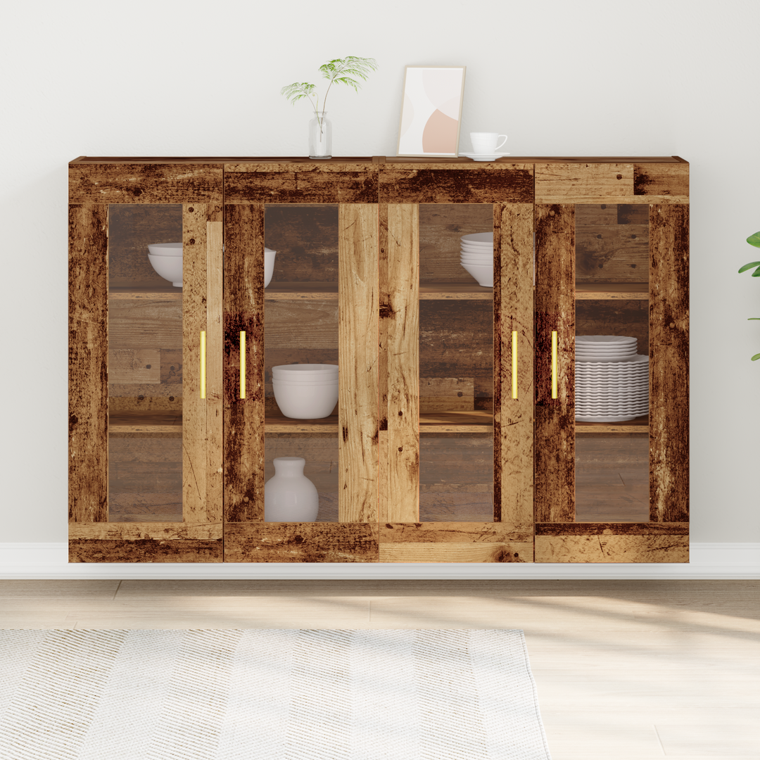 Væggeskabe 2 pcs Gammelt træ 69,5 x 34 x 90 cm Konstrueret træ