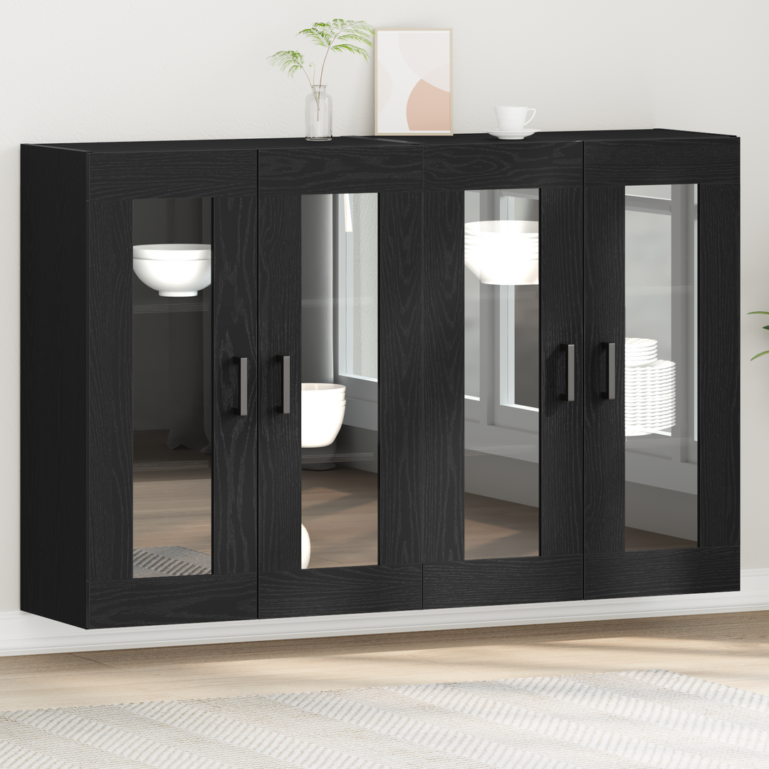 Væggeskabe 2 pcs Sort eg 69,5 x 34 x 90 cm Konstrueret træ