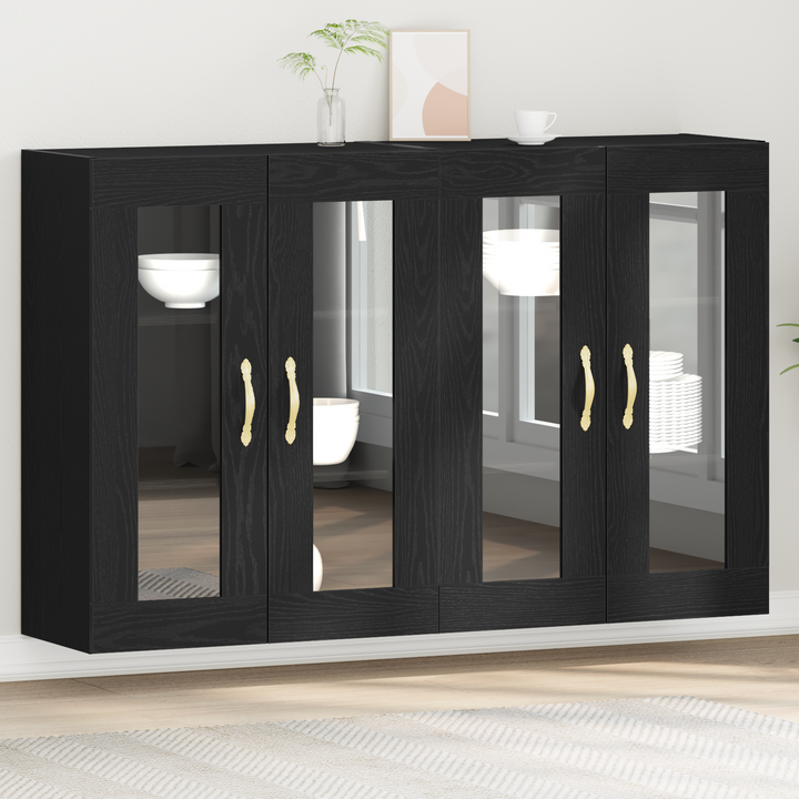 Væggeskabe 2 pcs Sort eg 69,5 x 34 x 90 cm Konstrueret træ