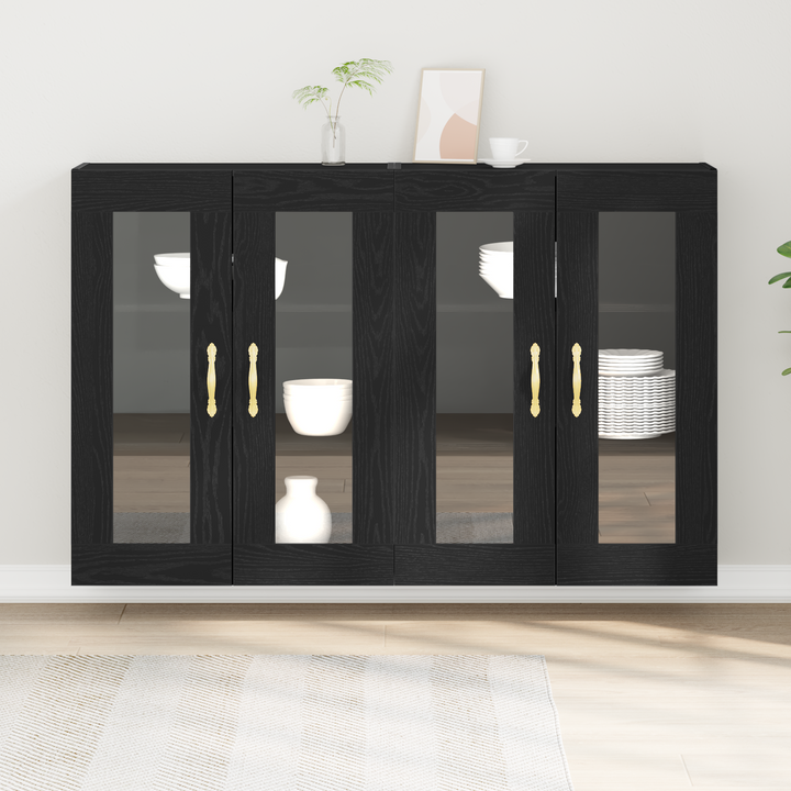 Væggeskabe 2 pcs Sort eg 69,5 x 34 x 90 cm Konstrueret træ
