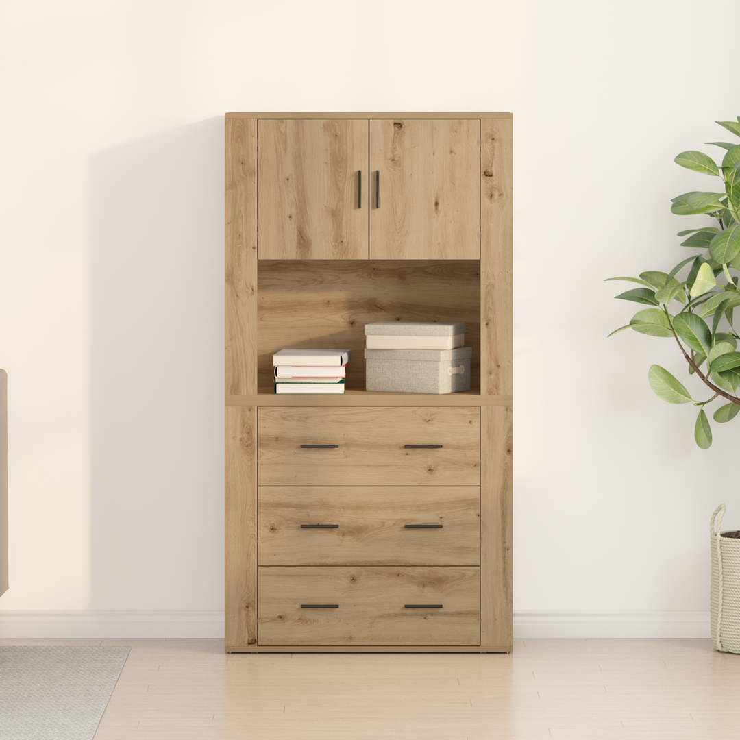 Highboard Artisan Egetræ 80 x 33 x 150 cm Konstrueret træ
