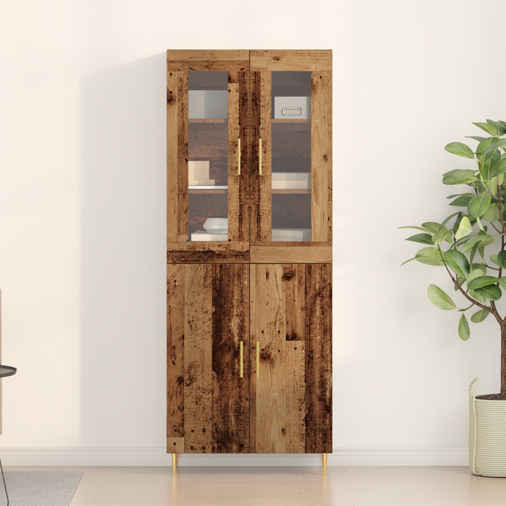 Highboard 2 pcs Gammelt træ Konstrueret træ