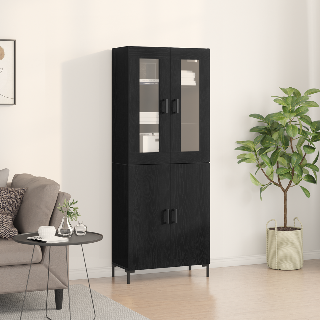 Highboard 2 pcs Sort eg 69,5 x 34 x 180 cm Konstrueret træ