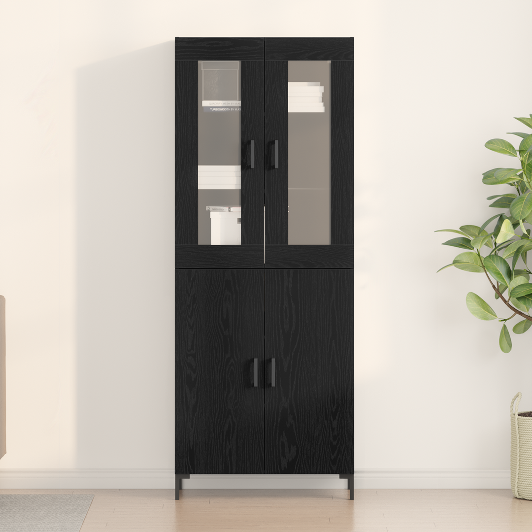 Highboard 2 pcs Sort eg 69,5 x 34 x 180 cm Konstrueret træ