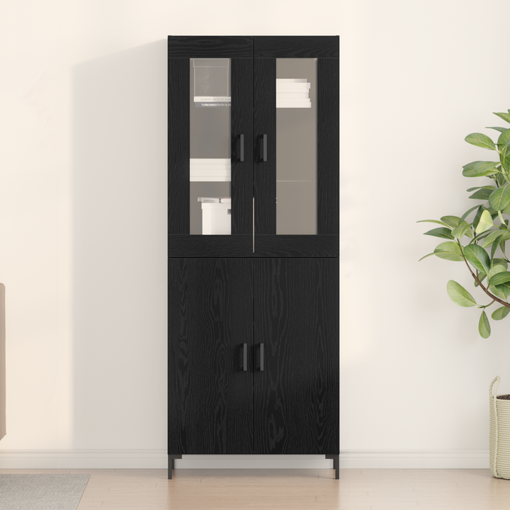 Highboard 2 pcs Sort eg 69,5 x 34 x 180 cm Konstrueret træ
