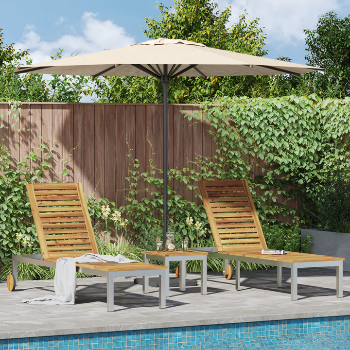 Lounger 3 pcs Brun Massiv akacietræ og rustfrit stål
