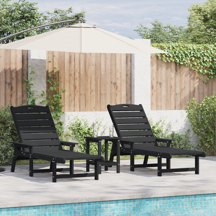 Solstol 2 pcs Sort 195,5 x 53 x 98,5 cm Polyethylen