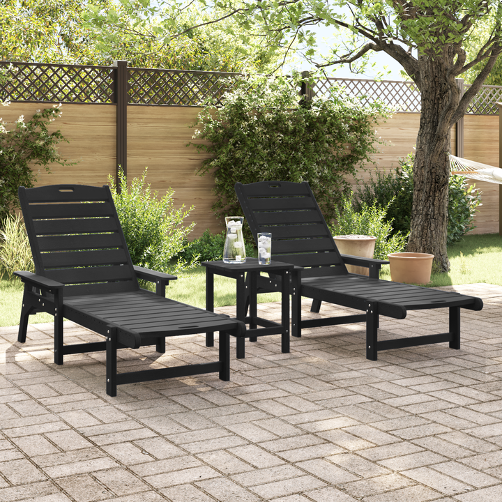 Solstol 2 pcs Sort 195,5 x 53 x 98,5 cm Polyethylen