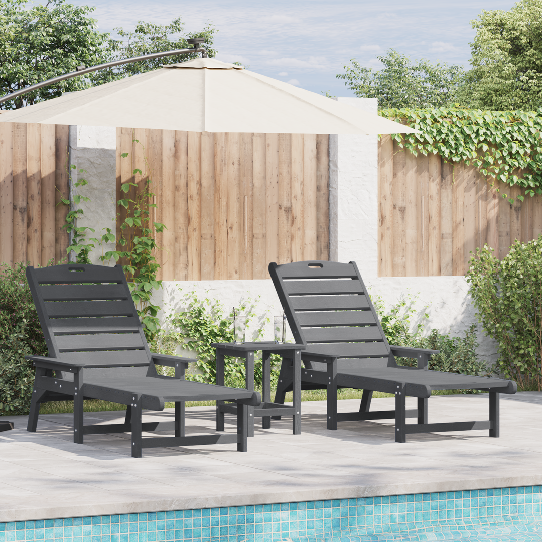 Solstol 2 pcs Lysegrå 195,5 x 53 x 98,5 cm Polyethylen
