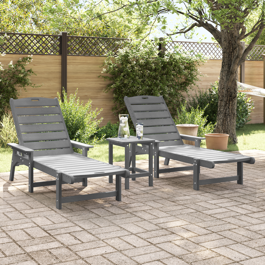 Solstol 2 pcs Lysegrå 195,5 x 53 x 98,5 cm Polyethylen
