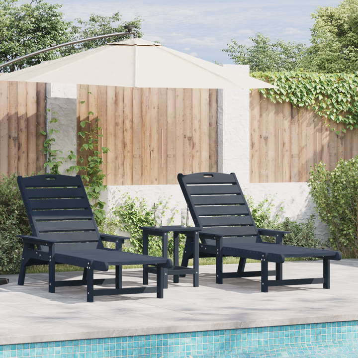 Solstol 3 pcs Marineblå Polyethylen