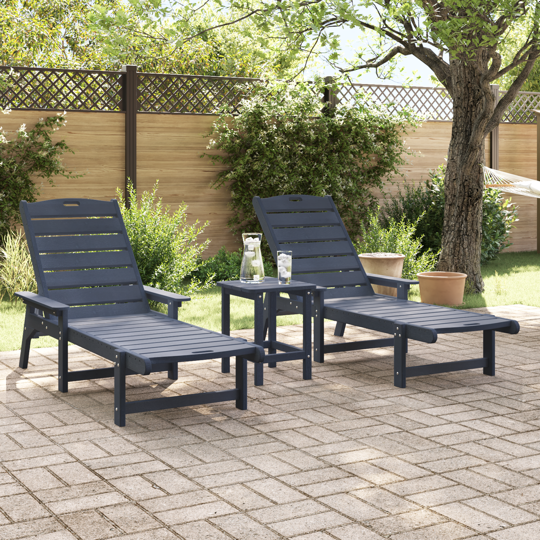 Solstol 3 pcs Marineblå Polyethylen