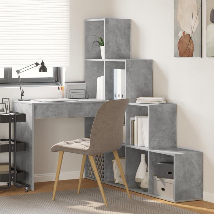 Hjørneskrivebord med hylde Beton Grå 101,5 x 149,5 x 149,5 cm